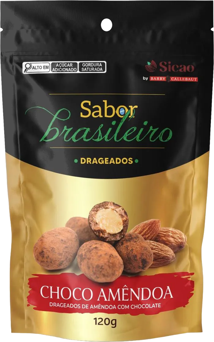 Embalagem Sabor Brasileiro Choco Amêndoa 120g — drageados de amêndoa com chocolate